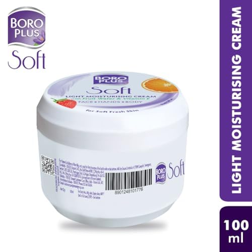 BoroPlus Soft Light Moisturising Cream|Light & Non-sticky|Provides 24 hour moisturisation | For Soft Fresh Skin 100 ml