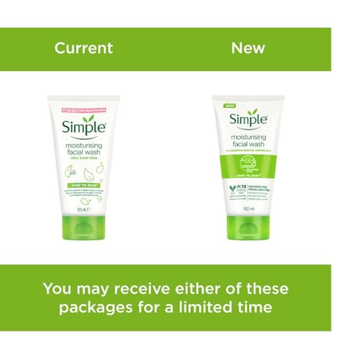 Simple Kind To Skin Moisturising Facial Wash 150 ml for normal to dry skin | 100% soap-free gentle cleanser for women & men