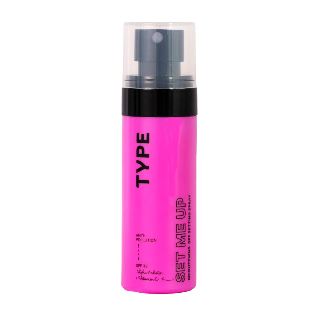 TYPE BEAUTY INC. Brightening Setting Spray with SPF 35 PA++++ | 12Hr Long-Lasting & Hydrating | Natural Finish for Dark Spots & Dull Skin | Brightening & Lightweight | Makeup Fixer | 60ML