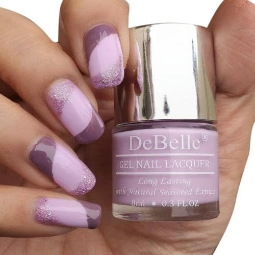 Debelle Gel Nail Polish Lilac Bloom (Soft Lilac Nail Paint)|Non Uv - Gel Glossy Finish |Chip Resistant | Seaweed Enriched Formula| Long Lasting|Cruelty And Toxic Free| 8Ml