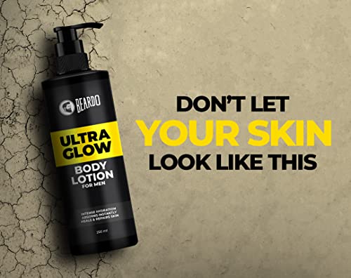 Beardo Ultraglow Body Lotion for Men's Skin | Intense Hydration for Winter | Ultra-light Weight & Instant Absorption| Heals & Repairs Skin | 250ml x 2