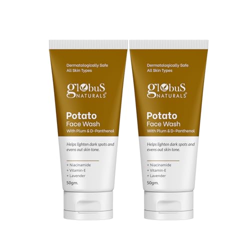 Globus Naturals Potato Face Wash with Plum & D-Panthenol, helps lighten dark spots and evens out skin tone, suitable for All Skin Types 50gm, Set of 2