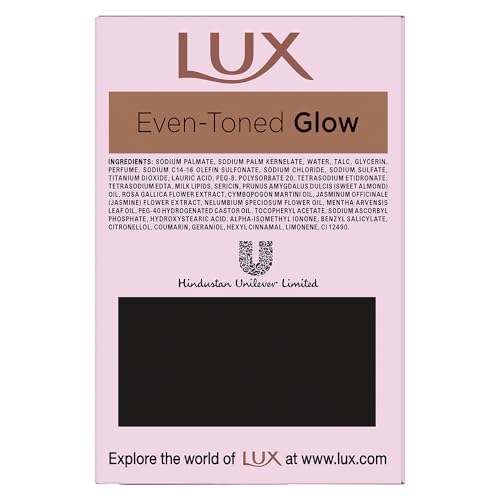 Lux Even-toned Glow Bathing Soap infused with Vitamin C & E |For Superior Glow|Buy 4 Get 1 Free|150g