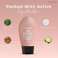 Suroskie My Glow All-In-One Tinted Sunscreen Spf 30 Moisturizer 60 Ml Medium Shade | Natural Glowy Finish | Intense Hydration & Uva/Uvb Protection | Sweat Resistant | Niacinamide Cream For Men & Women