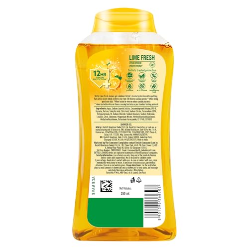 Dettol Body Wash and Shower Gel for Women and Men, Refresh - 250ml | Soap-Free Bodywash | 12h Odour Protection (Pack of 2)