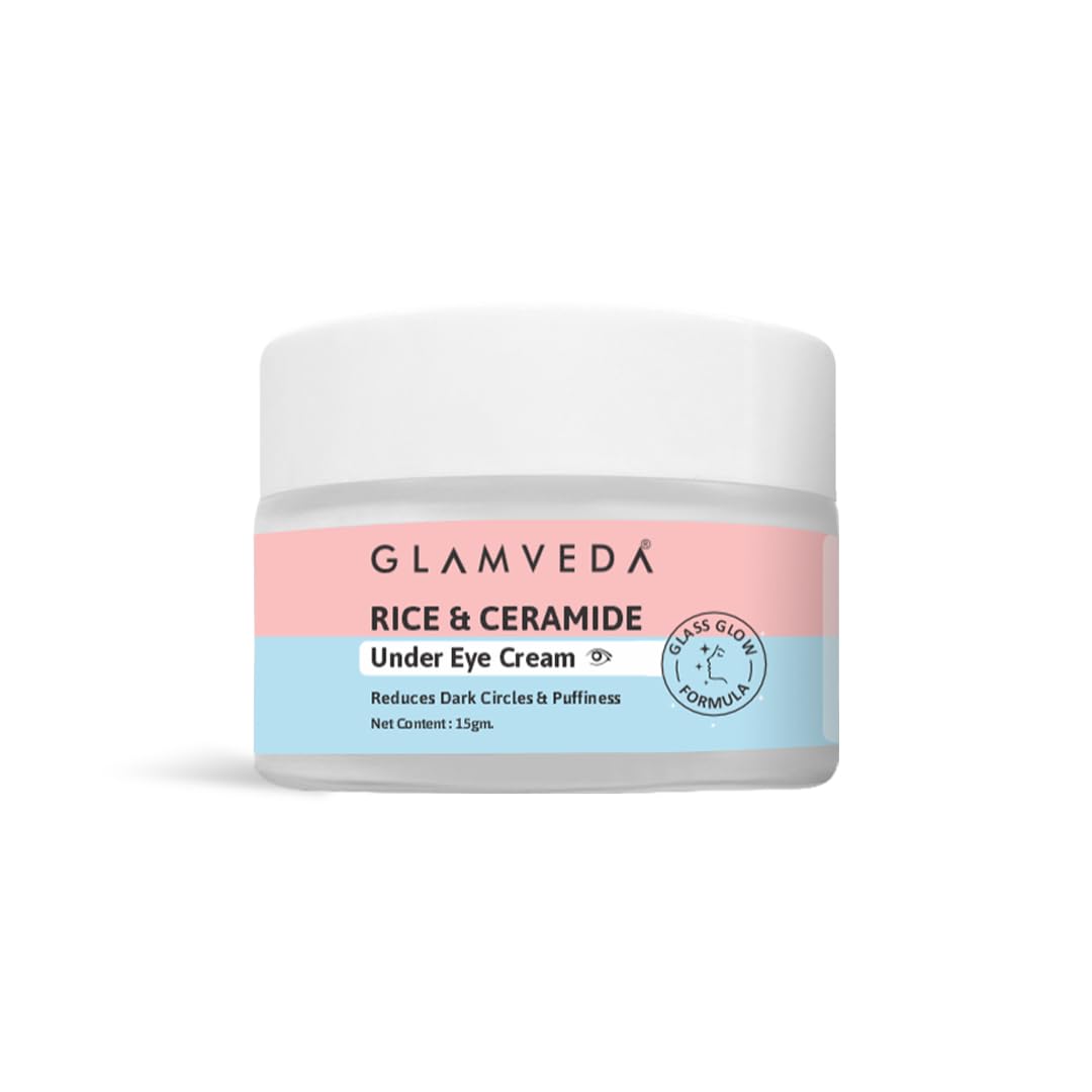Glamveda Rice & Ceramide Under Eye Cream | Reduces Dark Circles & Puffiness | 15 gm