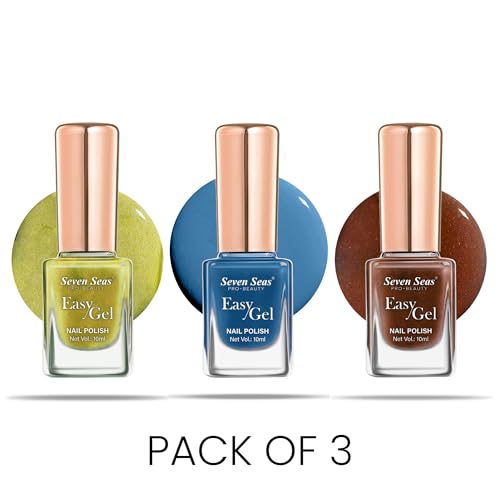 Seven Seas Easy Gel Nail Polish | Quick Dry Gel Nail Polish, Pack of 3 (Combo-22, 30ml)