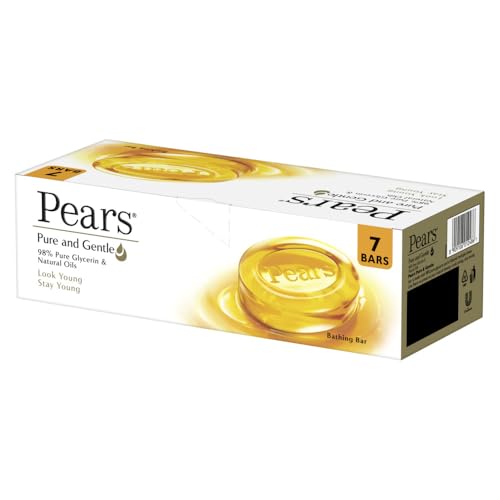 Pears Pure & Gentle Bathing Soap Bar 125 g (Combo Pack of 7) Moisturizing Glycerin Soap for Soft, Glowing Skin & Body - Paraben Free, For Men & Women