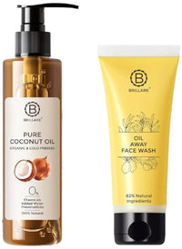 Brillare Professional Oil Away Natural Face Wash With Tea Tree and Turmeric (100 ML) & Brillare Pure Coconut Oil Combo