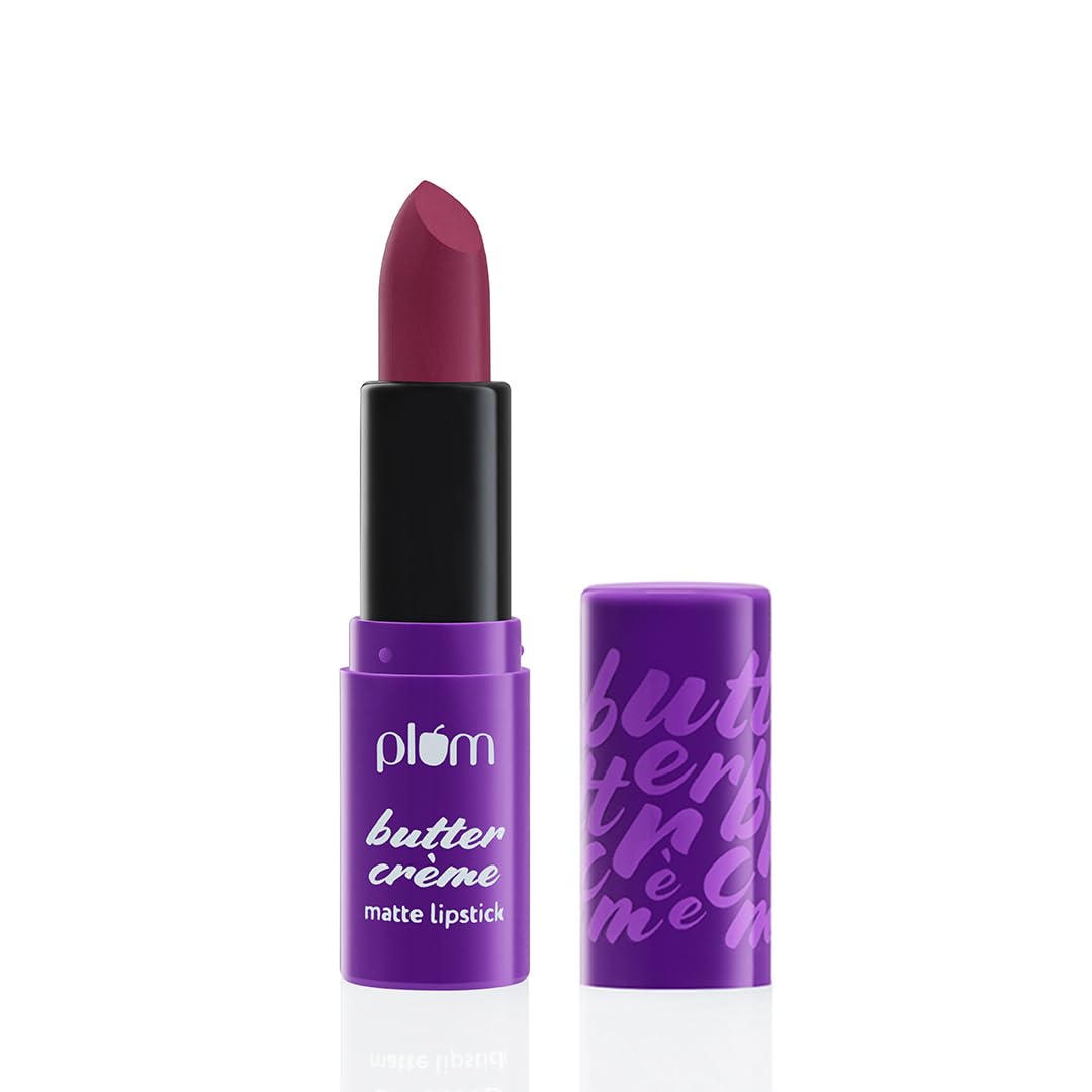 Plum Butter Crème Matte Lipstick | Creamy Matte Finish | Highly Pigmented | With Shea Butter, Rosehip Oil & Vitamin E | 100 Vegan & Cruelty Free | 138 Merlot Magic