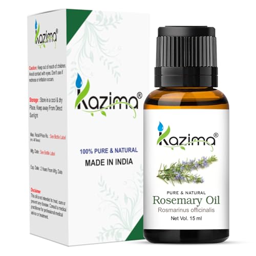 KAZIMA Combo of Rosemary Oil and Peppermint Oil - 100% Pure Essential Oil for Hair Growth, Skin Care, Aromatherapy, Muscles & Joints Pain, 15 ml each