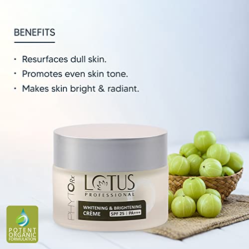 Lotus Professional PHYTORx WHITENING & BRIGHTENING CREAM SPF 25 | PA+++ | Radiant skin | Even skin tone | Pigmentation | Paraben Free | 50g