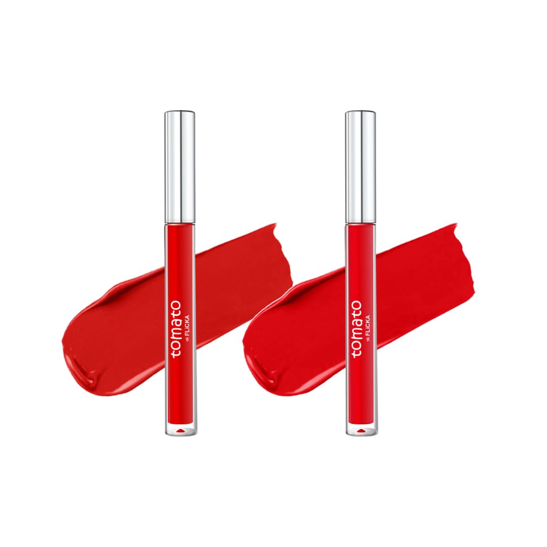 FLiCKA Tomato Liquid Matte Lipstick Transfer Proof, Smudge Proof, Non-Sticky, Creamy Lightweight Shade 6 & Shade 9 Combo