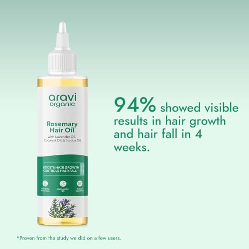 Aravi Organic Rosemary Lavender Hair Oil For Healthy Scalp, Hair Roots - 100% Pure & Natural - For Hair Growth & Hair Fall Control - 200 ml