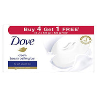 Dove Cream Beauty Bathing Bar (Pack of 5) 125g each For 24 Hour Nourished Skin with ¼ Moisturising Cream and Nutrient Serum