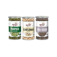 Berries And Nuts Pumpkin, Sunflower & Chia Seeds Combo | Pumpkin Seeds 200 Grams, Sunflower Seed 200 Grams & Chia Seed 250 Grams