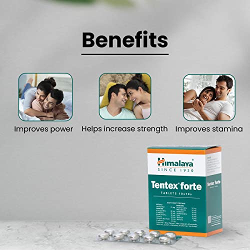 Himalaya Wellness | Tentex forte | Increases desire | Libido enhancer | Power of Ashvagandha and Shilajeet | Strip of 10 Tabs *10