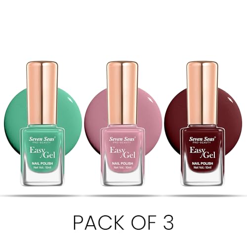 Seven Seas Easy Gel Nail Polish | Quick Dry Gel Nail Polish, Pack of 3 (Combo-11, 30ml)