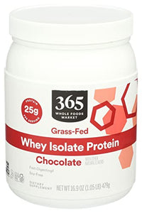 365 Grass-Fed Whey Protein Isolate, Chocolate, 16.9 Ounce