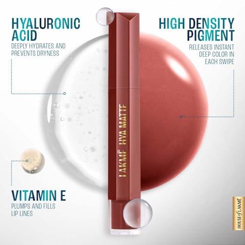 Lakmé 9to5 Liquid Lipstick, Hya Matte, with Hyaluronic Acid for hydrated lips, Coffee Break 3.6gm