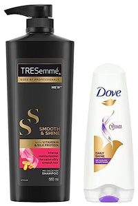 TRESemme Smooth and Shine Shampoo, 580ml And Dove Daily Shine Conditioner, 180ml