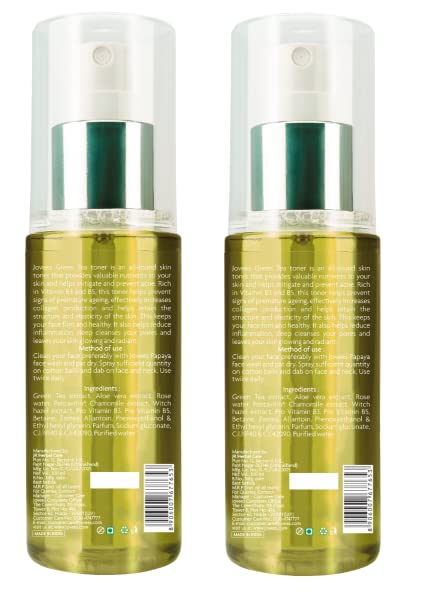 Jovees Herbal Green Tea Skin Toner with Cleanses & Moisturises | Pore Tightening | For Oily, Acne Prone Skin 100ML (Pack of 2)