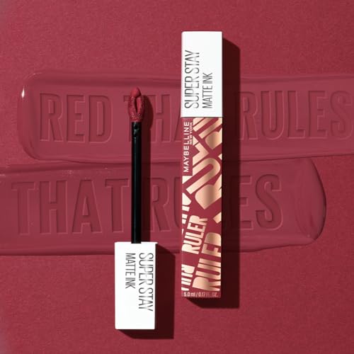 Maybelline New York Liquid Matte Lipstick, Long Lasting, 16hr Wear, Superstay Matte Ink, Ruler, 5ml