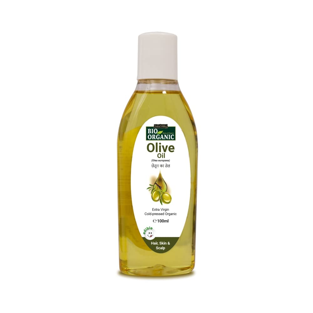 INDUS VALLEY 100% Organic Olive Oil Massage Oil & Growout Hair Oil (100ml+100ml= 200ml)