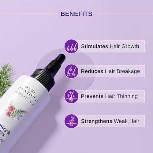 Bare Anatomy Nature x Science Rosemary Hibiscus Hair Growth Oil for Women & Men | Promotes New Hair Growth & Strengthens Hair | Nourishes Scalp & Controls Hair Fall | Suitable for All Hair Types-100ml