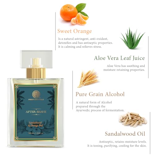 Forest Essentials After Shave Spray Sandalwood & Orange Peel for Men's  | Natural After Shave for Purifying & Refreshing Skin | 100 ml