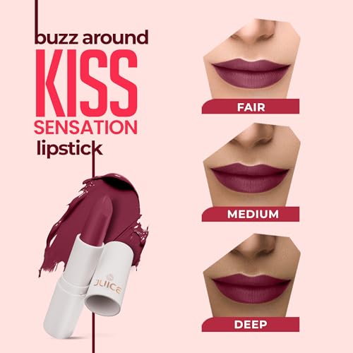Juice Kiss Sensation Lipstick with Goodness of Bio Retinol, UV Protection & Long lasting Lipstick, Pack of 3 (Red Addict - M03, Epic Pink - M08, Think Pink - M09)