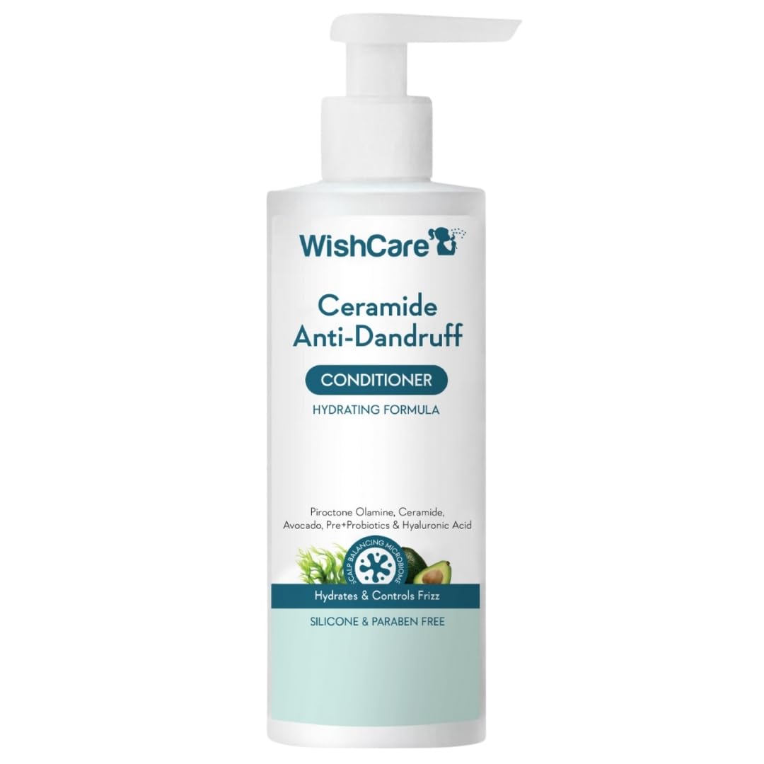 WishCare Ceramide Anti Dandruff Conditioner for Dry & Frizzy Hair - Piroctone Olamine, Pre+Probiotics & Hyaluronic Acid 200ml