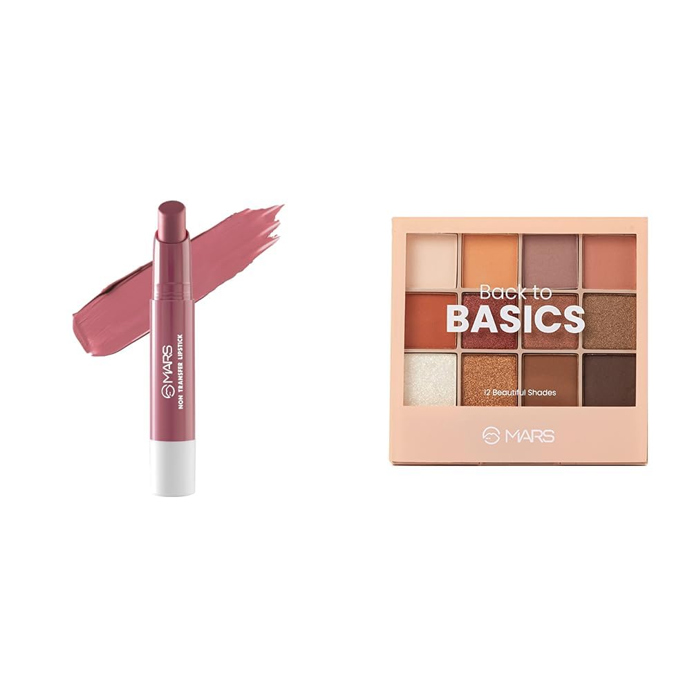 MARS Matte Super Stay Lipstick Lipstick for Women (2.6 gm) (14-ENCHANTED) 12 Shades Back to Basics Eyeshadow Palette with Free Applicator (14.4 gm) (Shade-02)