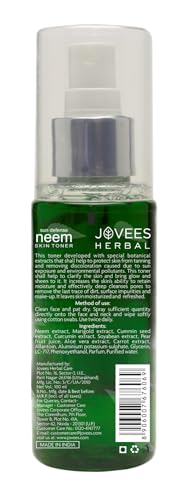 Jovees Herbal Neem Skin Toner | Sun Protection, Tightens Pores, Glowing Skin | Paraben and Alcohol Free | For All Skin Types | 100ML New