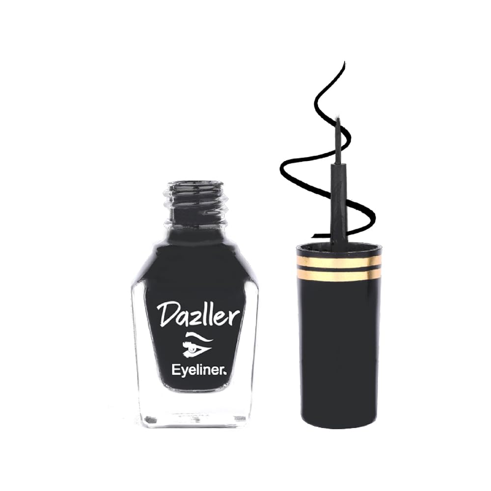 Dazller Eyeliner, 6.5mL (Pack of 3), Black, Velvet Matte, Washable, Water-resistant, Smudge-proof