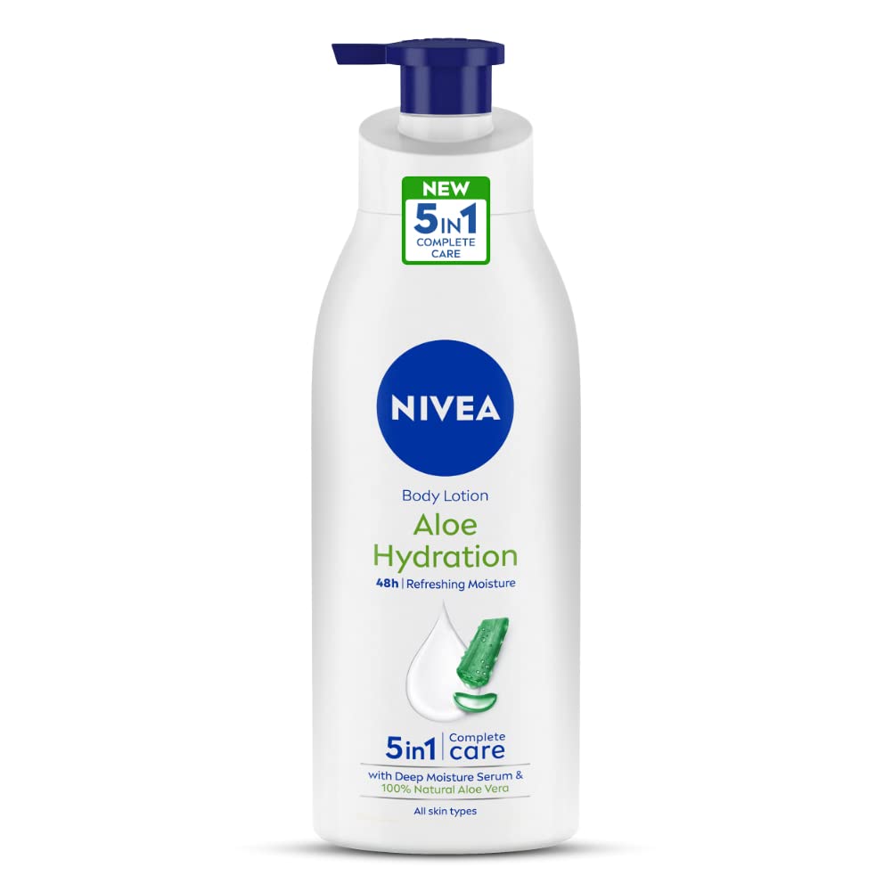 NIVEA Body Lotion, Aloe Hydration, with Aloe Vera for Instant Hydration in Summer, 600 ml & NIVEA Body Lotion, Aloe Hydration, with Aloe Vera for Instant Hydration in Summer, 400 ml