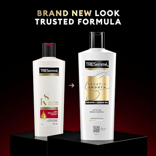 TRESemme Keratin Smooth, Conditioner, 335Ml, For Smoother, Shinier Hair, With Keratin & Moroccan Argan Oil, Nourishes & Controls Frizz, Up To 72 Hours, For Men & Women, 1 Count
