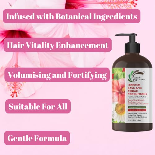Vineroots Hair Conditioner with Hibiscus, Basil & Tridax | For Deep Conditioning, Smoothness & Shine | Sulfate & Paraben-Free | 200ml | Get a Free Neem Comb