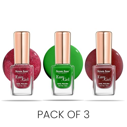 Seven Seas Easy Gel Nail Polish | Quick Dry Gel Nail Polish, Pack of 3 (Combo-18, 30ml)