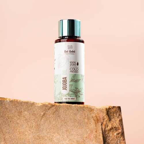 Nat Habit Cold Pressed 100% Pure Jojoba Oil for Skin & Hair With Vitamin E, Omega-9, Mineral Free, 50ml
