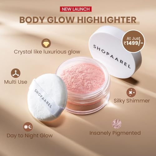 SHOPAAREL Body Glitter Powder, Luminous Finish, Silky Shimmer, Radiant Control, Insanely Pigmented, Smudge Resistant, Crystal Glow-7 Gm (SH04)