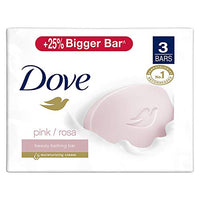 Dove Pink Beauty Bar pack of 3, 125g each for Even Toned Nourished Skin with Plant Based Cleansers and pH balanced formula
