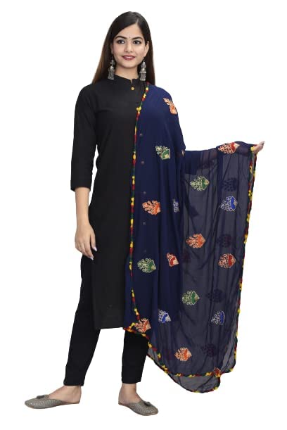 DIAMO Women's  Phulkari Chiffon Dupatta