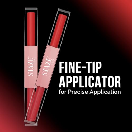 Staze 9to9 Perfect Duo 2 in 1 Liquid Sindoor | Smudgeproof and waterproof liquid Sindoor in Rich Red and Deep Maroon