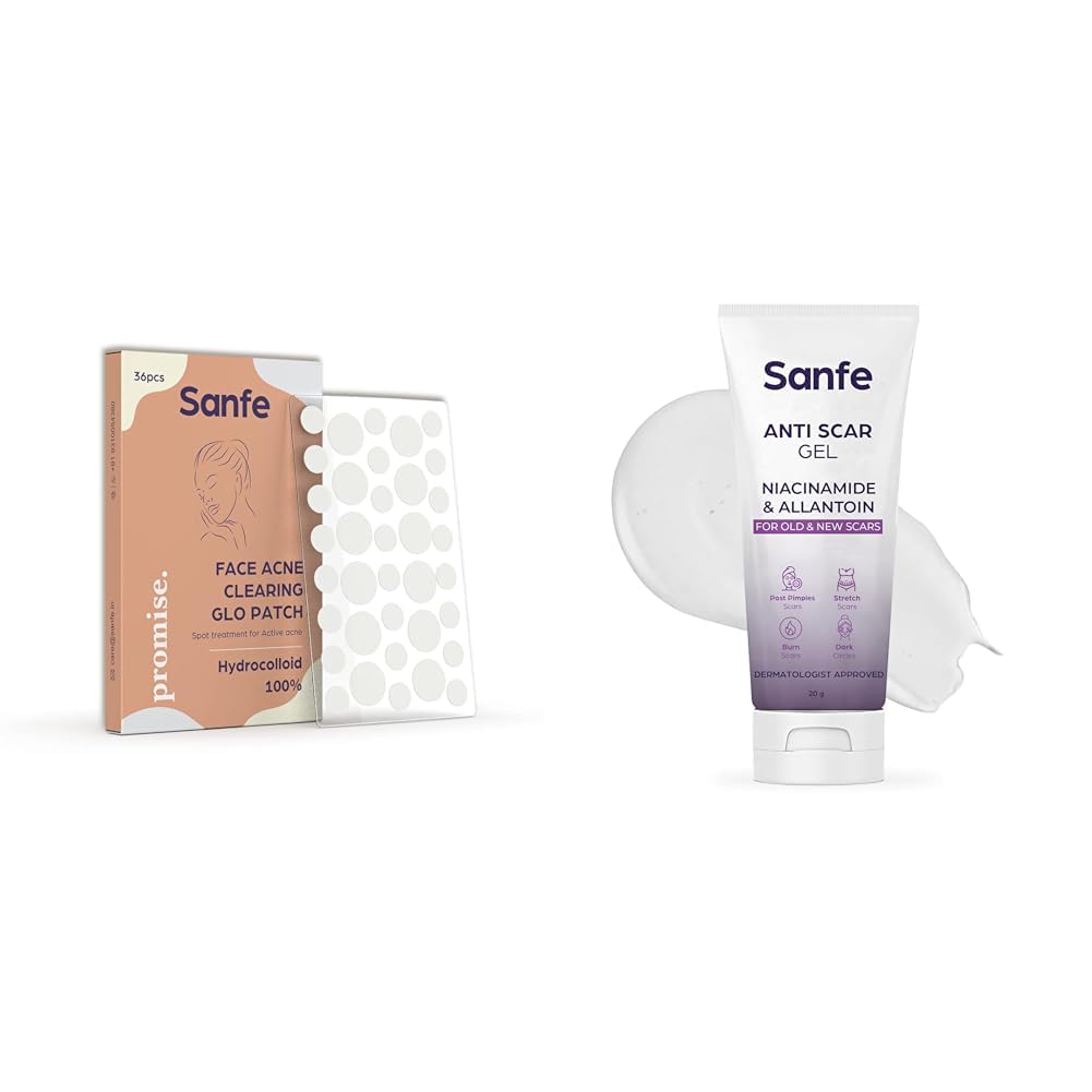 Sanfe Promise Face Acne Pimple Patch Anti Scar Gel - Niacinamide & Allantoin Acne/Stretch/Burn scars/Dark circles removal cream For old & new scars-20 g