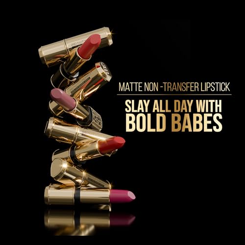 Beauty Berry Bold Babe Non-Transfer Matte Lipstick | Highly Pigmented, Lightweight, Smudge Proof & Waterproof Lipstick | Single Swipe Application, Long Lasting Lipstick for Women (Royal Rust Mehroon)