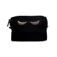 Colorbar LIPS & LASHES BOX POUCH(SET OF TWO) - BLACK II 1 Large Main Compartment + Small Black Pouch II Metallic Embellishments and Zipper II PVC + Polyester material