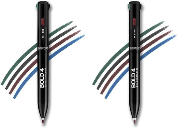 RENEE Bold 4-4-In-1 Kajal Pencil - Four Shades Black, Brown, Teal & Blue - Matte Finish, Rich Color Payoff, One-Stroke Application, Travel Friendly & Easy To Use (Pack of 2)