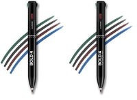 RENEE Bold 4-4-In-1 Kajal Pencil - Four Shades Black, Brown, Teal & Blue - Matte Finish, Rich Color Payoff, One-Stroke Application, Travel Friendly & Easy To Use (Pack of 2)