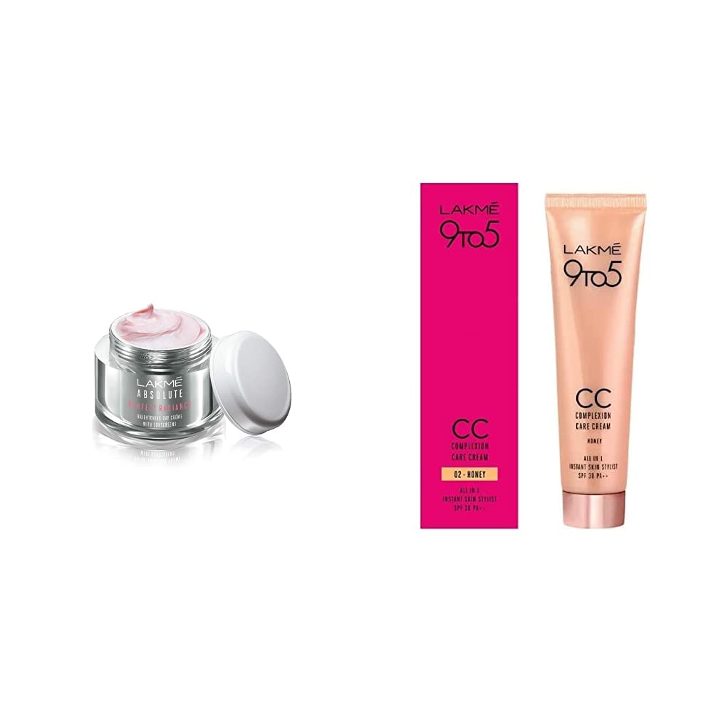 Lakmé Perfect Radiance Fairness Day Creme 50 g & Lakmé 9 to 5 Complexion Care CC Cream, Honey, 30g